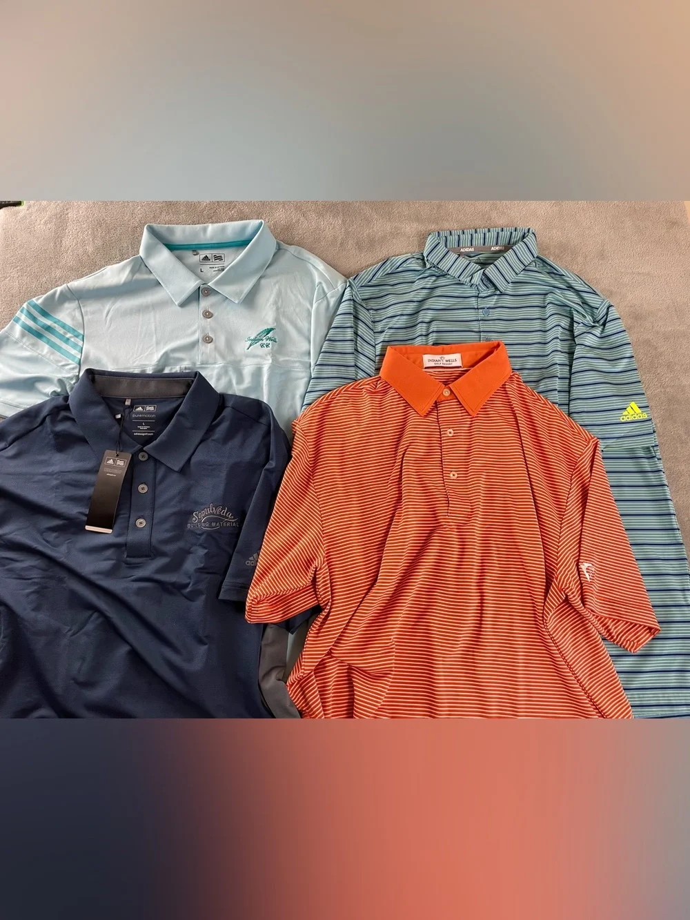 Lot of 4 Men's Golf Polo Shirts Size Large 3 Adidas 1 Indian Wells, Guide Dogs